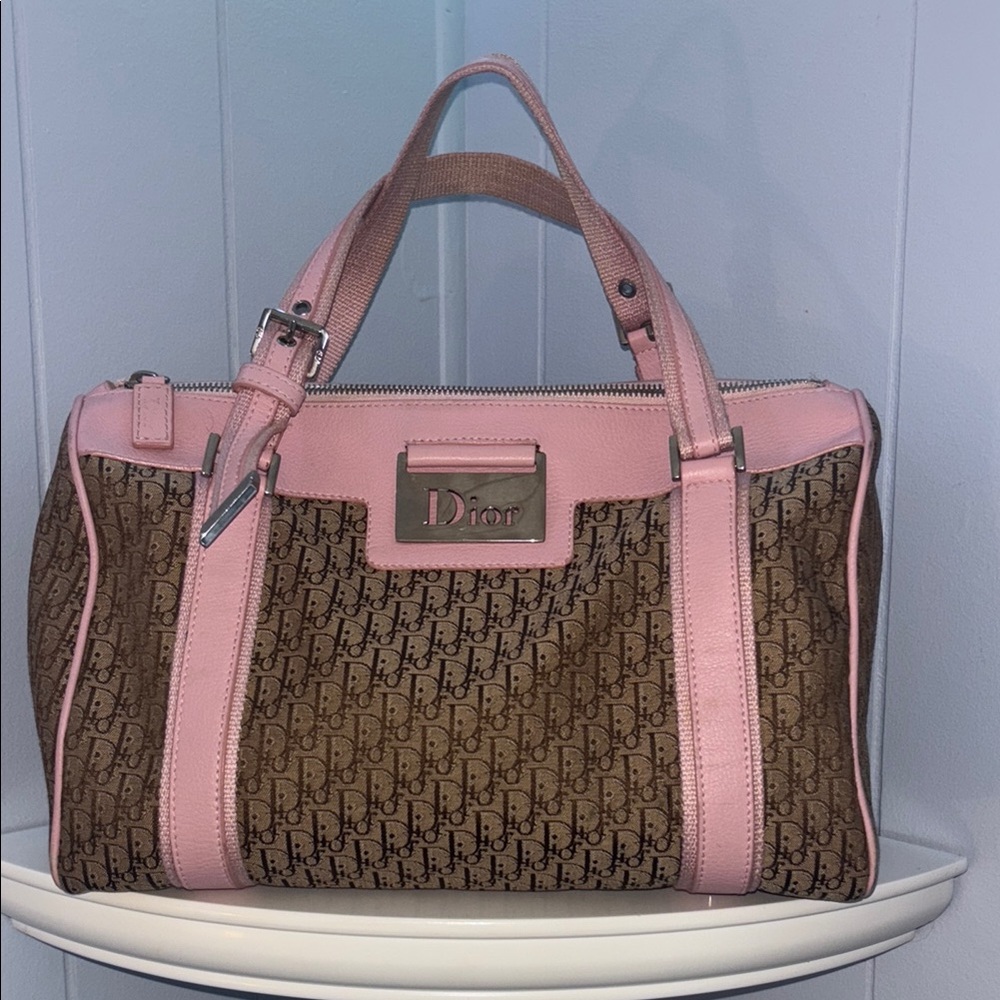 Dior Pink and Brown Boston bag